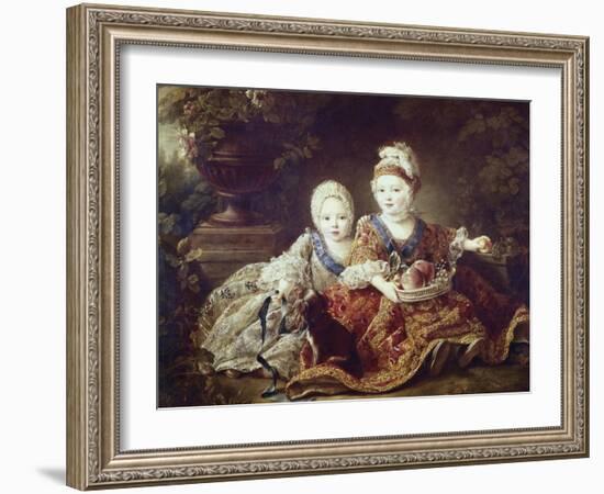 French Kings to Be: Louis XVI and Louis XVIII as Babies-Francois Hubert Drouais-Framed Art Print