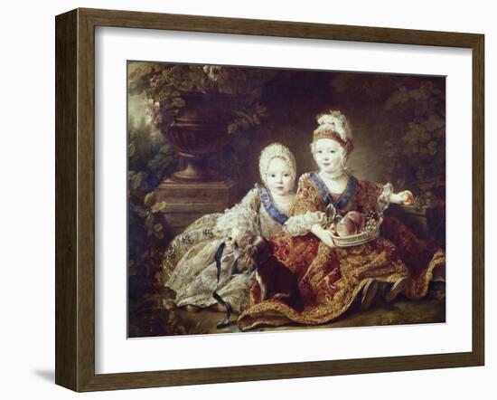 French Kings to Be: Louis XVI and Louis XVIII as Babies-Francois Hubert Drouais-Framed Art Print