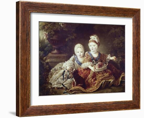 French Kings to Be: Louis XVI and Louis XVIII as Babies-Francois Hubert Drouais-Framed Art Print