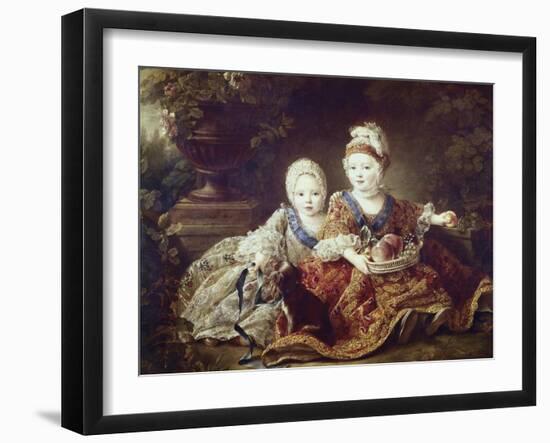 French Kings to Be: Louis XVI and Louis XVIII as Babies-Francois Hubert Drouais-Framed Art Print