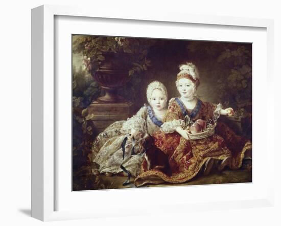 French Kings to Be: Louis XVI and Louis XVIII as Babies-Francois Hubert Drouais-Framed Art Print