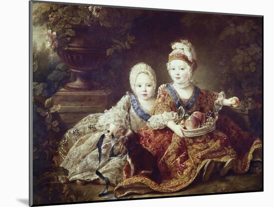 French Kings to Be: Louis XVI and Louis XVIII as Babies-Francois Hubert Drouais-Mounted Art Print