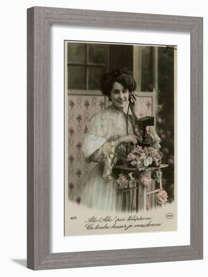 French Lady on Phone-null-Framed Photographic Print