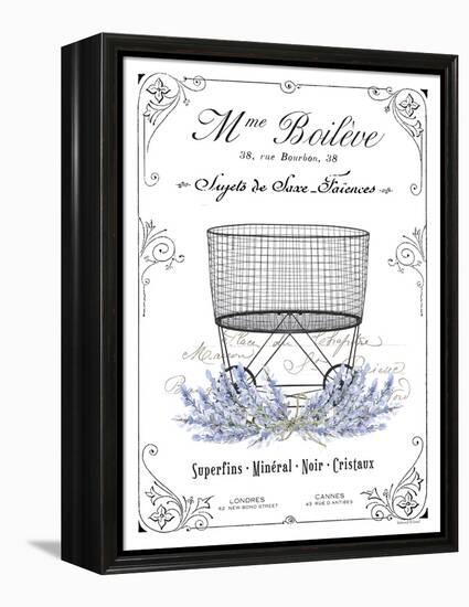 French Laundry Basket-lettered & lined-Framed Stretched Canvas