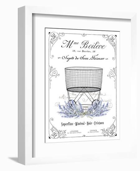 French Laundry Basket-lettered & lined-Framed Art Print