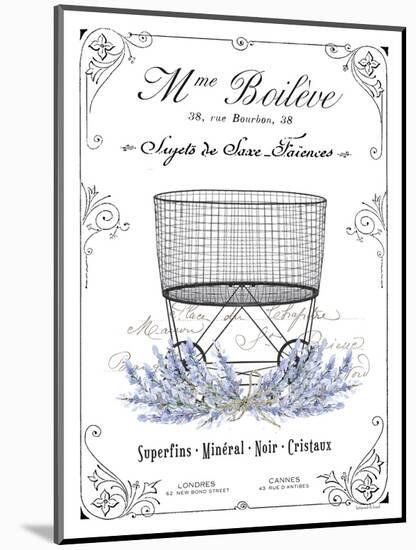 French Laundry Basket-lettered & lined-Mounted Art Print