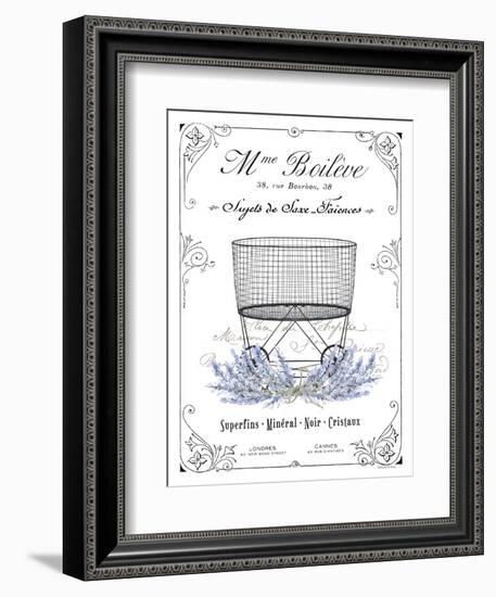 French Laundry Basket-lettered & lined-Framed Art Print