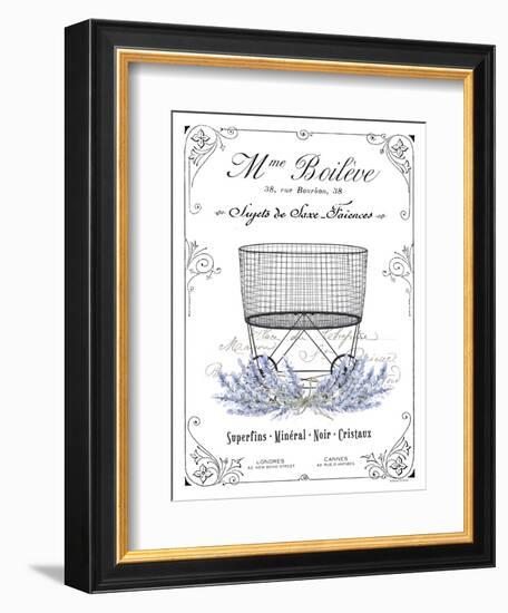 French Laundry Basket-lettered & lined-Framed Art Print