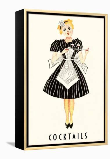 French Maid Serving Cocktails-null-Framed Stretched Canvas