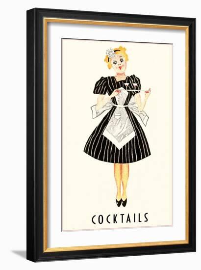 French Maid Serving Cocktails-null-Framed Art Print