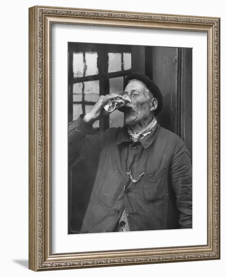 French Man Drinking a Glass of Wine-null-Framed Photographic Print