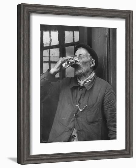 French Man Drinking a Glass of Wine-null-Framed Photographic Print