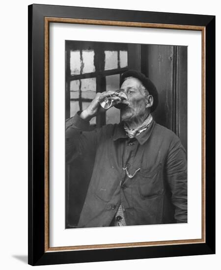 French Man Drinking a Glass of Wine-null-Framed Photographic Print