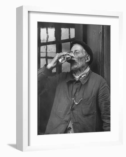 French Man Drinking a Glass of Wine-null-Framed Photographic Print