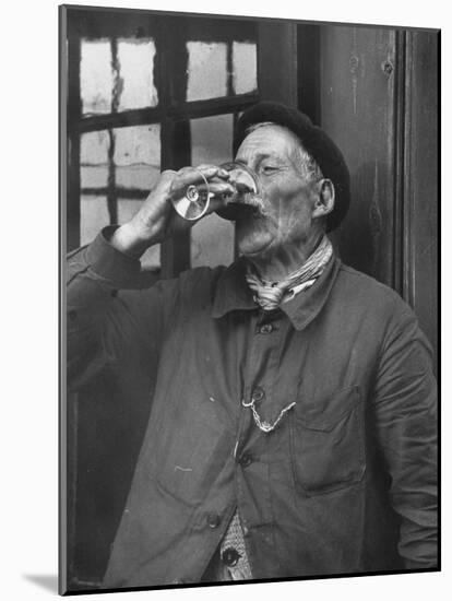 French Man Drinking a Glass of Wine-null-Mounted Photographic Print