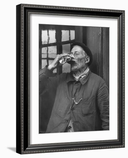 French Man Drinking a Glass of Wine-null-Framed Photographic Print