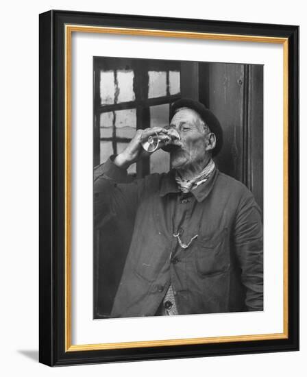 French Man Drinking a Glass of Wine-null-Framed Photographic Print