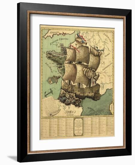 French Map-Vintage Apple Collection-Framed Giclee Print