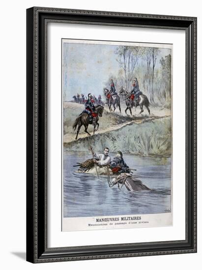 French Military Maneuvers, Fording a River, 1898-Henri Meyer-Framed Giclee Print