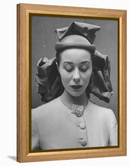 French Model Showing Off New Spring Hat Design-Gordon Parks-Framed Premier Image Canvas