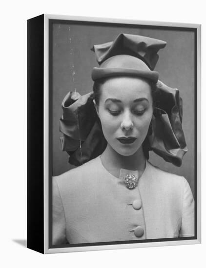 French Model Showing Off New Spring Hat Design-Gordon Parks-Framed Premier Image Canvas