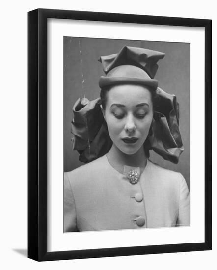 French Model Showing Off New Spring Hat Design-Gordon Parks-Framed Photographic Print