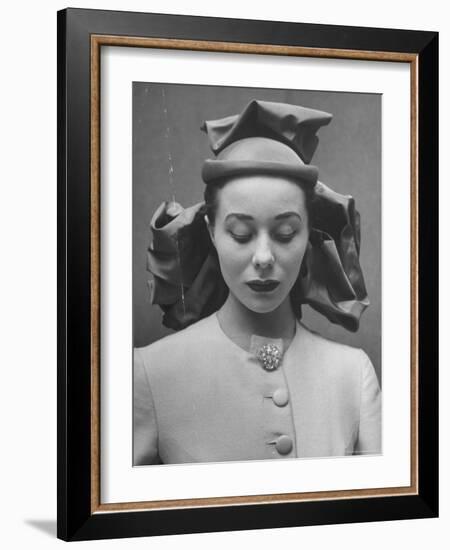 French Model Showing Off New Spring Hat Design-Gordon Parks-Framed Photographic Print