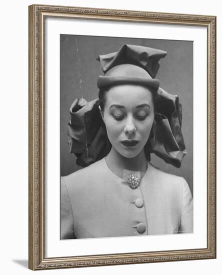 French Model Showing Off New Spring Hat Design-Gordon Parks-Framed Photographic Print