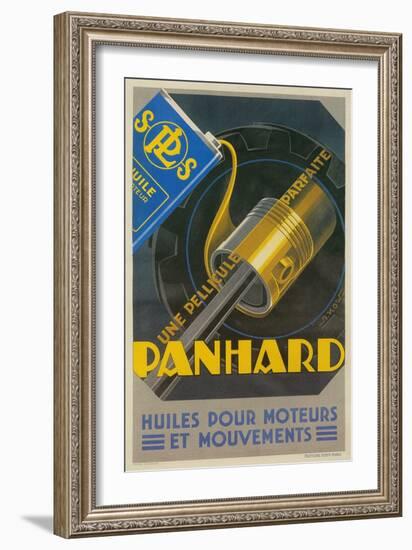 French Motor Oil Advertisement, Piston-null-Framed Giclee Print