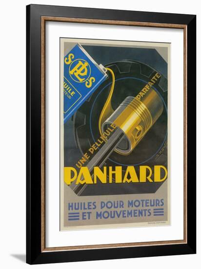 French Motor Oil Advertisement, Piston-null-Framed Giclee Print