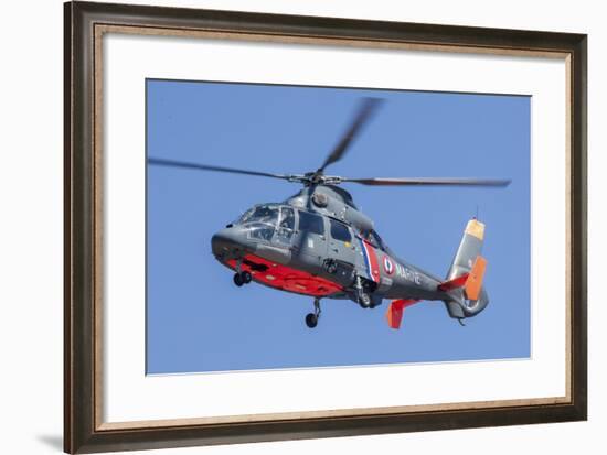 French Navy As365 Dauphin Helicopter in Flight over France-Stocktrek Images-Framed Photographic Print