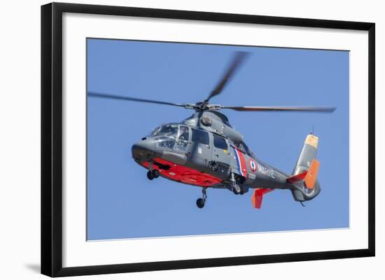 French Navy As365 Dauphin Helicopter in Flight over France-Stocktrek Images-Framed Photographic Print