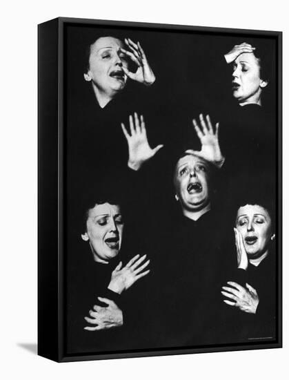 French Nightclub Singer Edith Piaf Singing During Her Performance at the Versailles Nightclub-Allan Grant-Framed Premier Image Canvas