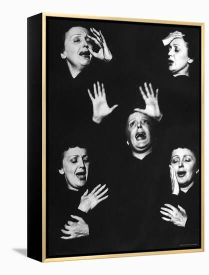 French Nightclub Singer Edith Piaf Singing During Her Performance at the Versailles Nightclub-Allan Grant-Framed Premier Image Canvas