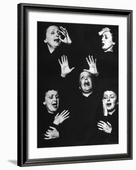 French Nightclub Singer Edith Piaf Singing During Her Performance at the Versailles Nightclub-Allan Grant-Framed Premium Photographic Print