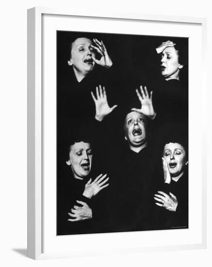 French Nightclub Singer Edith Piaf Singing During Her Performance at the Versailles Nightclub-Allan Grant-Framed Premium Photographic Print