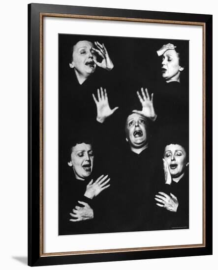 French Nightclub Singer Edith Piaf Singing During Her Performance at the Versailles Nightclub-Allan Grant-Framed Premium Photographic Print