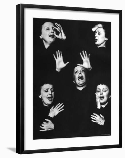 French Nightclub Singer Edith Piaf Singing During Her Performance at the Versailles Nightclub-Allan Grant-Framed Premium Photographic Print