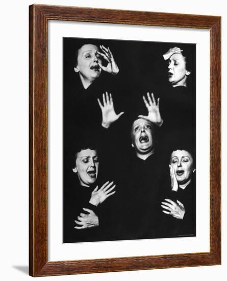 French Nightclub Singer Edith Piaf Singing During Her Performance at the Versailles Nightclub-Allan Grant-Framed Premium Photographic Print