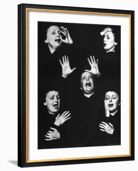 French Nightclub Singer Edith Piaf Singing During Her Performance at the Versailles Nightclub-Allan Grant-Framed Premium Photographic Print