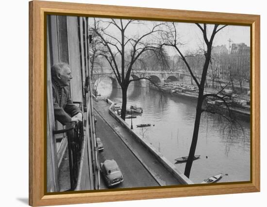 French Painter Marc Chagall Looking Out at the River Seine-Loomis Dean-Framed Premier Image Canvas