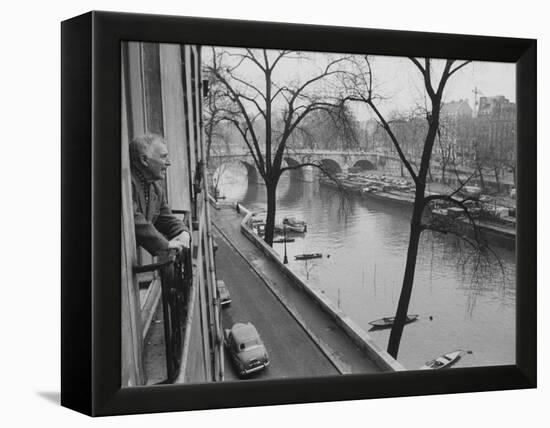 French Painter Marc Chagall Looking Out at the River Seine-Loomis Dean-Framed Premier Image Canvas