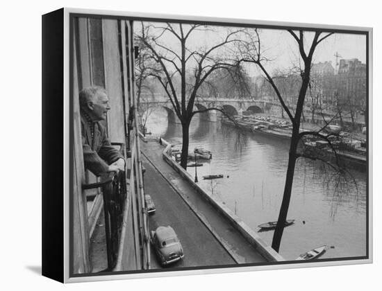 French Painter Marc Chagall Looking Out at the River Seine-Loomis Dean-Framed Premier Image Canvas