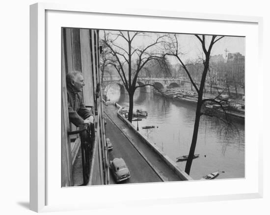 French Painter Marc Chagall Looking Out at the River Seine-Loomis Dean-Framed Premium Photographic Print