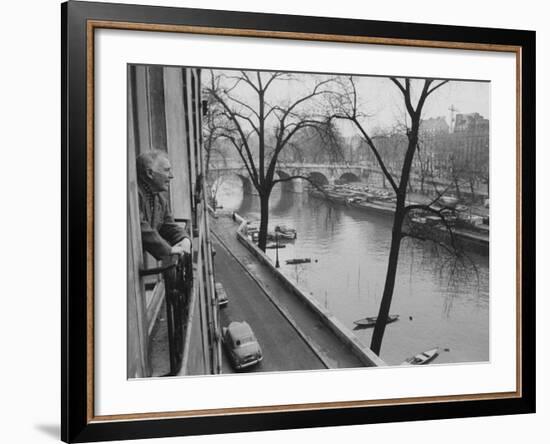 French Painter Marc Chagall Looking Out at the River Seine-Loomis Dean-Framed Premium Photographic Print