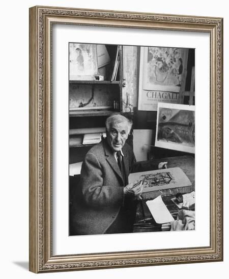 French Painter Marc Chagall Working on a Painting-Loomis Dean-Framed Photographic Print