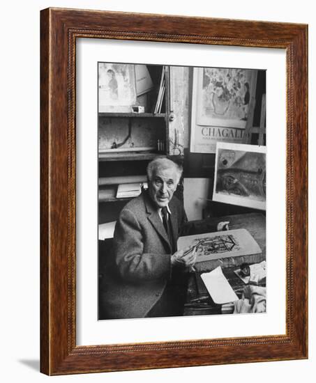 French Painter Marc Chagall Working on a Painting-Loomis Dean-Framed Photographic Print