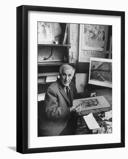 French Painter Marc Chagall Working on a Painting-Loomis Dean-Framed Photographic Print