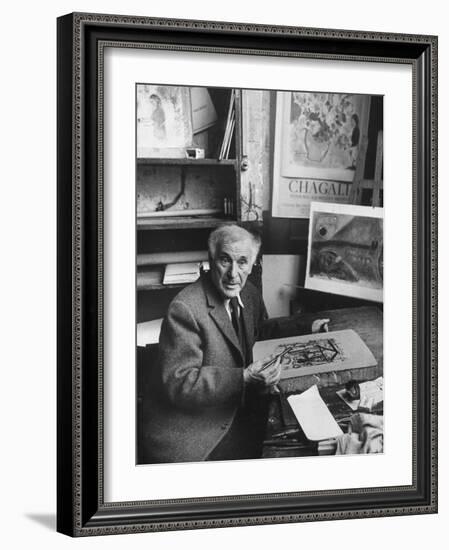 French Painter Marc Chagall Working on a Painting-Loomis Dean-Framed Photographic Print