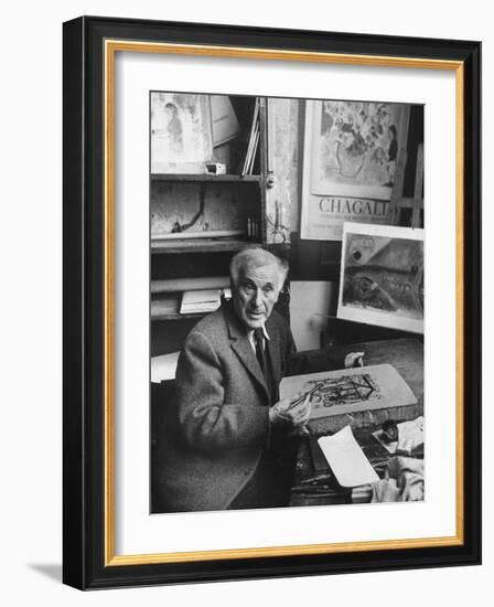 French Painter Marc Chagall Working on a Painting-Loomis Dean-Framed Photographic Print